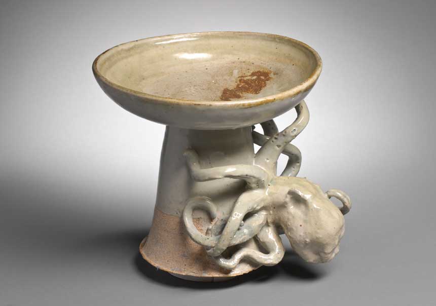 Decorative Functional stoneware ceramic bowl blown glass bowl
